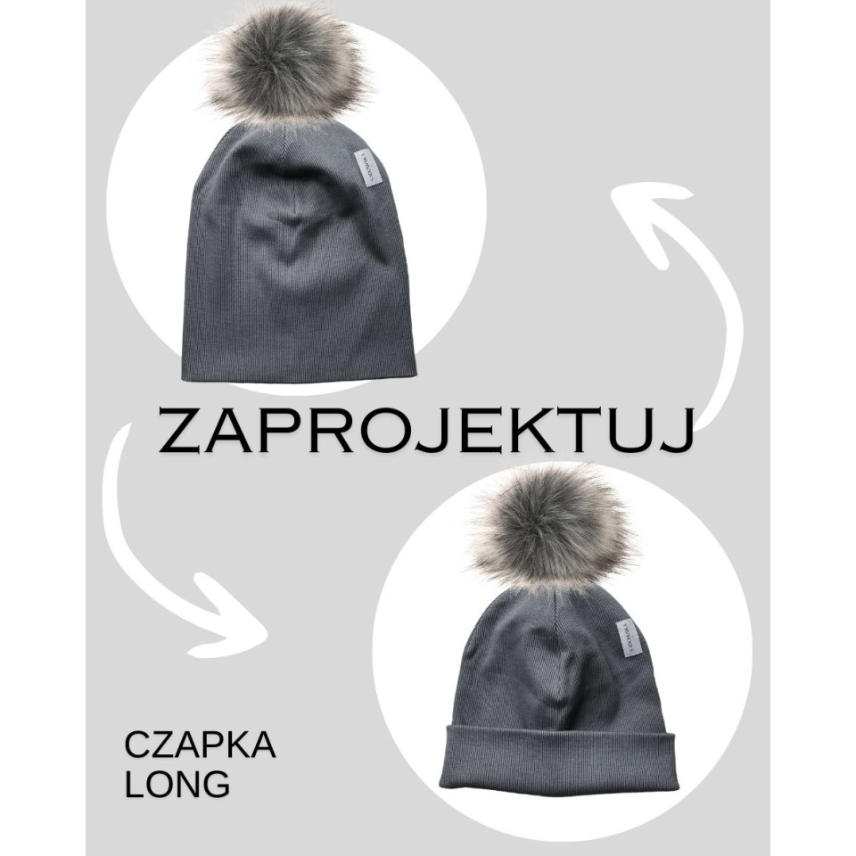ZAPROJEKTUJ - LONG - Długa czapka zimowa z dzianiny prążkowanej z pomponem - różne kolory