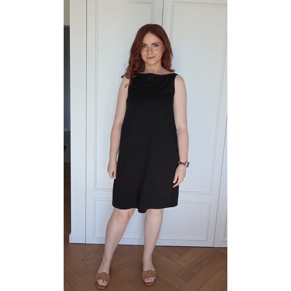 Wrocławska - sukienka wiskozowa – mała czarna w minimalistycznym stylu - czarny
