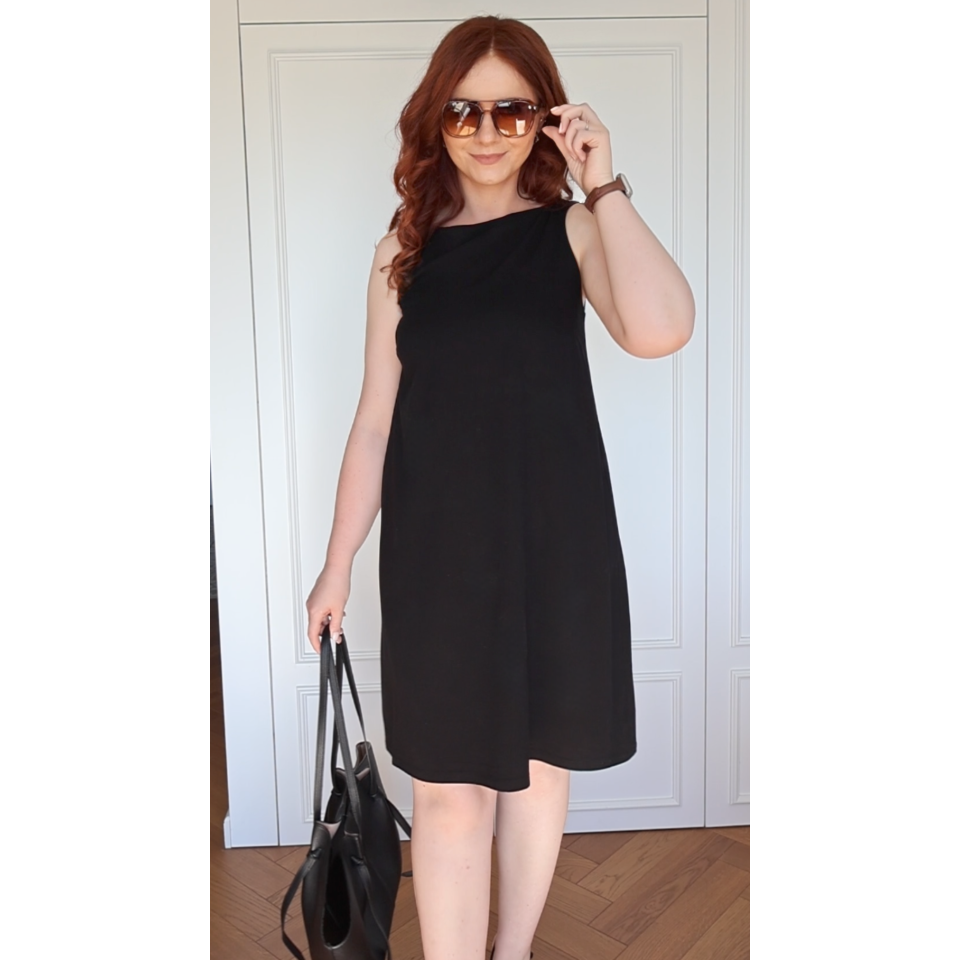 Wrocławska - sukienka wiskozowa – mała czarna w minimalistycznym stylu - czarny