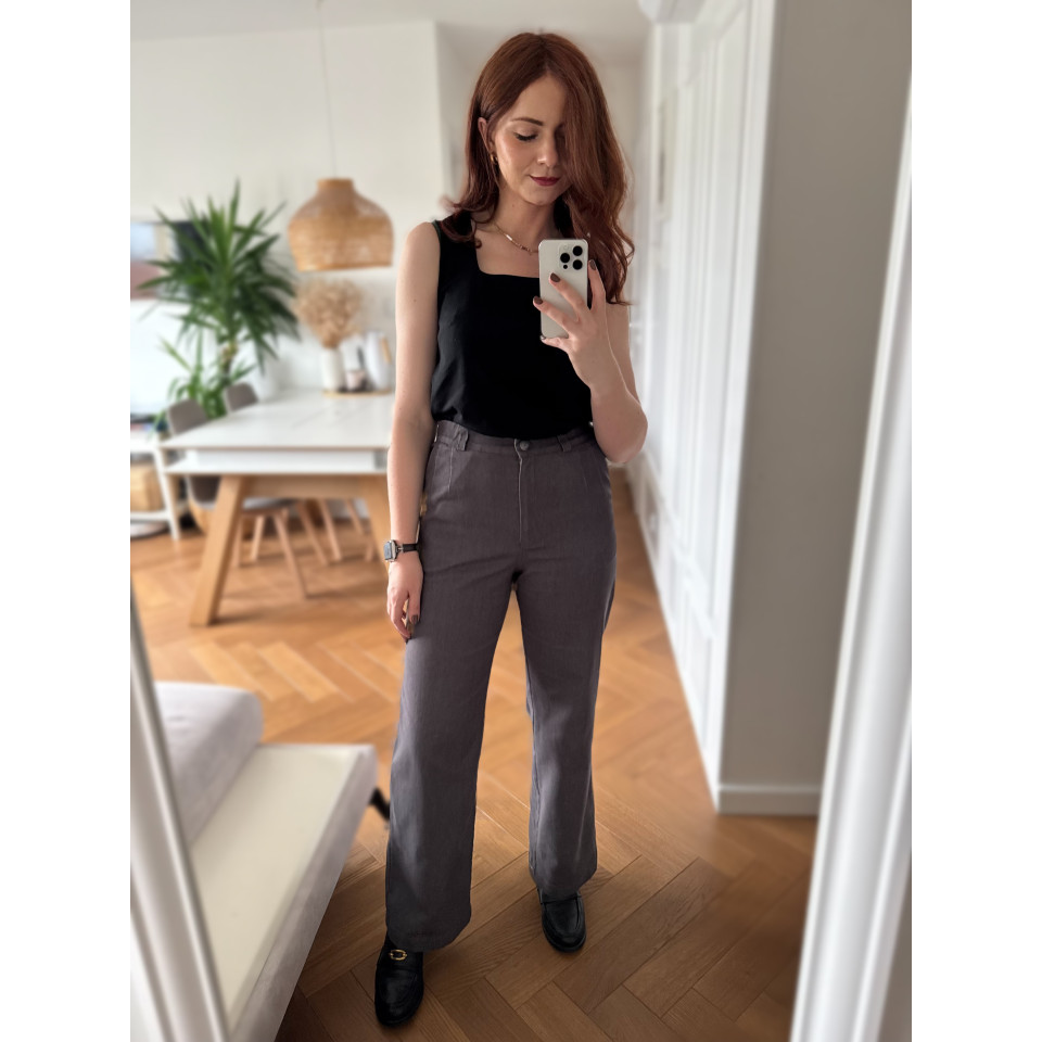 Szeroka - Jeansy z szerokimi nogawkami - grafitowe