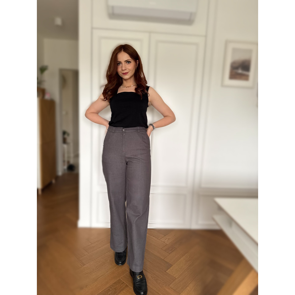 Szeroka - Jeansy z szerokimi nogawkami - grafitowe