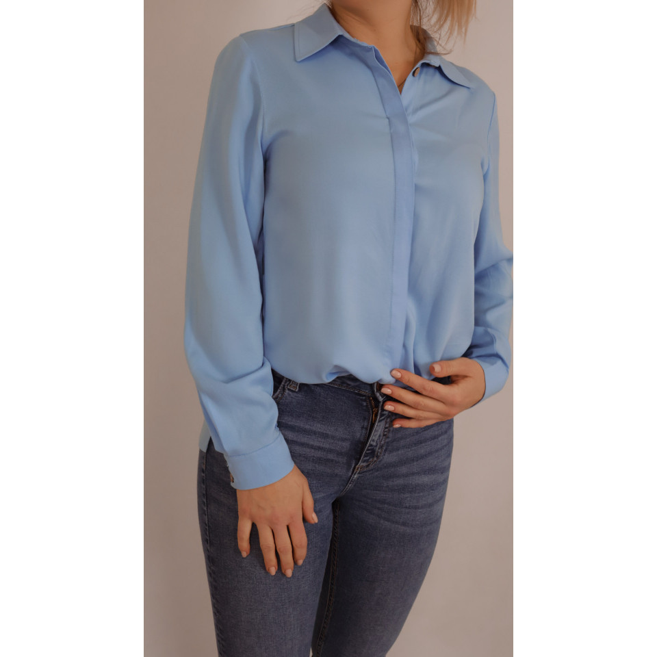 Floriańska - Koszula z tkaniny wiskozowej - błękitna