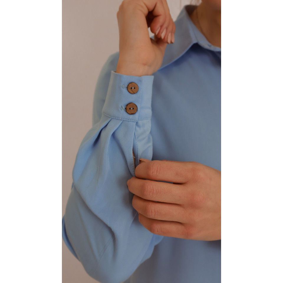Floriańska - Koszula z tkaniny wiskozowej - błękitna